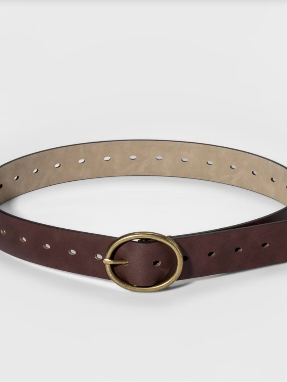 Prabal Gurung for Target Brown Leather Belt with Antique Gold Oval Buckle